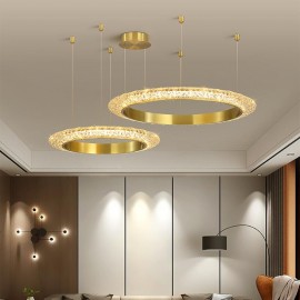 Decorative Living Room Bedroom Crystal Interior Gold LED Crystal Ring Chandelier Lamp