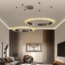 Decorative Living Room Bedroom Crystal Interior Gold LED Crystal Ring Chandelier Lamp