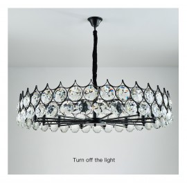 Modern Luxury Living Room Light Hotel Villa Round Ceiling Mounted Crystal Ring LED Chandelier Lamp