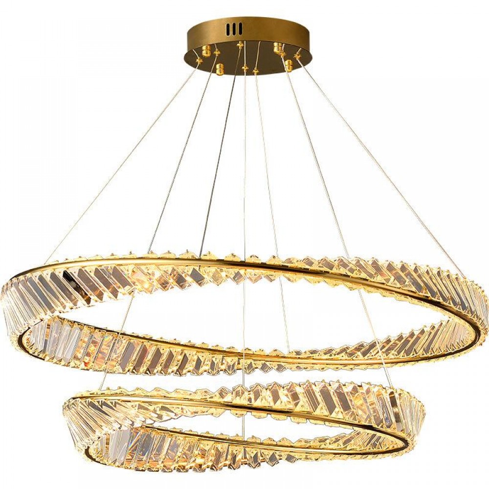 Modern light luxury round bedroom simple creative postmodern personality Crystal LED Ring Chandelier Lamp