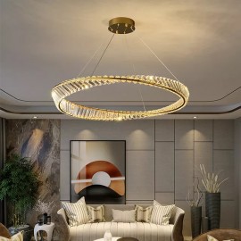 Modern light luxury round bedroom simple creative postmodern personality Crystal LED Ring Chandelier Lamp