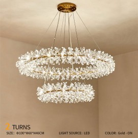 Creative Design Indoor Round Home Decorative Crystal Ring group Chandelier Lamp 