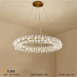 Creative Design Indoor Round Home Decorative Crystal Ring group Chandelier Lamp 