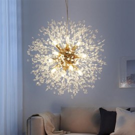 Modern stainless steel silver crystal ball Dandelion Style Chandelier Lamp