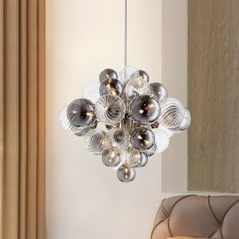 Modern Indoor Room Decor Chrome Ball Lighting Glass Ball LED Chandelier