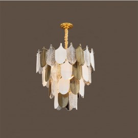 Hotel restaurant large luxury modern stained Glass Blade Chandelier Lamp