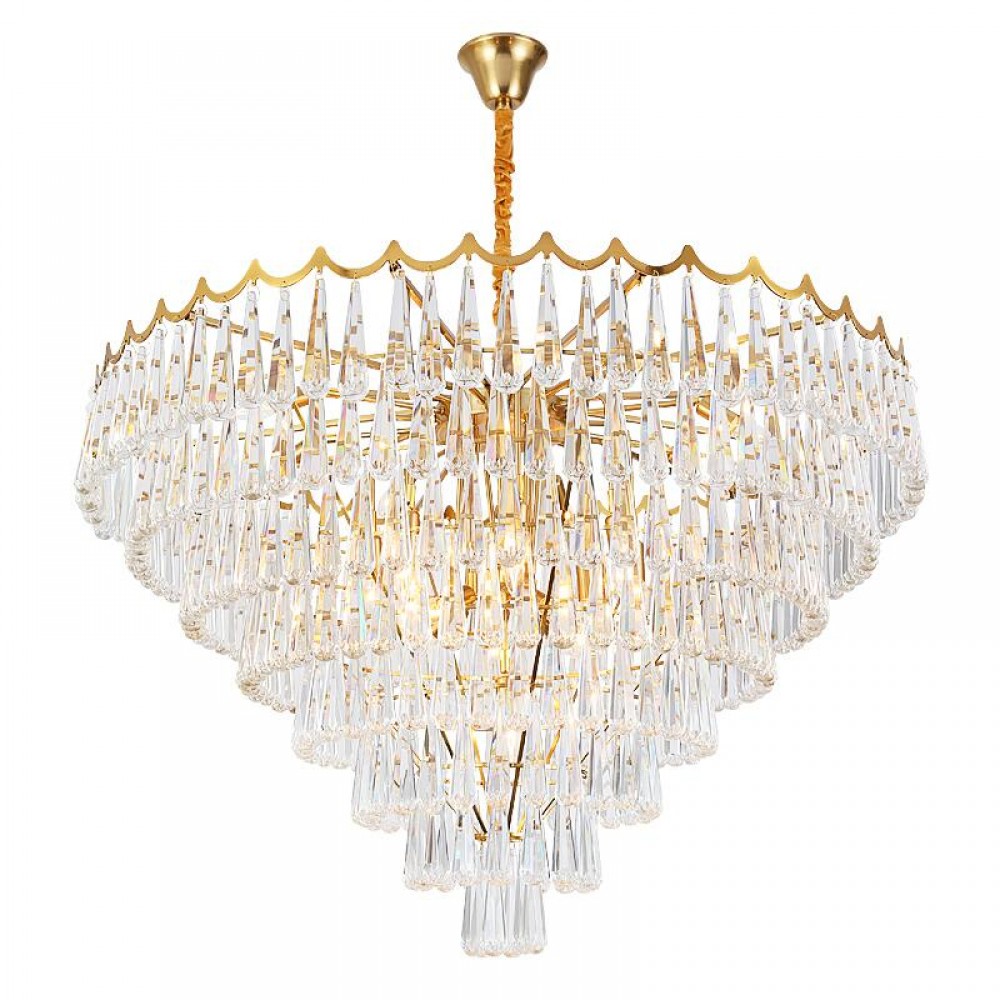 Stainless steel titanium customization modern gold K9 LED Crystal Drop Chandelier