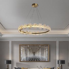 Modern Minimalist Golden Kitchen Living Room Ring Led LED Marble Chandelier Lamp