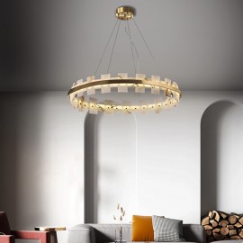 Modern Minimalist Golden Kitchen Living Room Ring Led LED Marble Chandelier Lamp