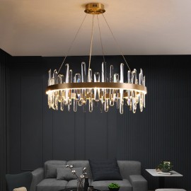 LED Postmodern Golden Stainless Steel Nordic Crystal Chandelier Lamps