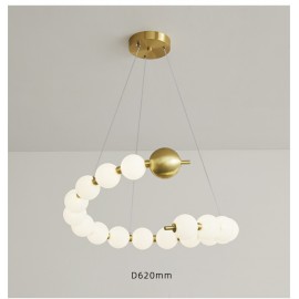 Simple Design Indoor Decoration Popular Copper Pearl Chain Chandelier Lamp