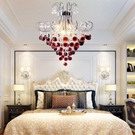 Creative Rose crystal Hanging Home Living Dining Room Red Crystal Chandelier Lamp