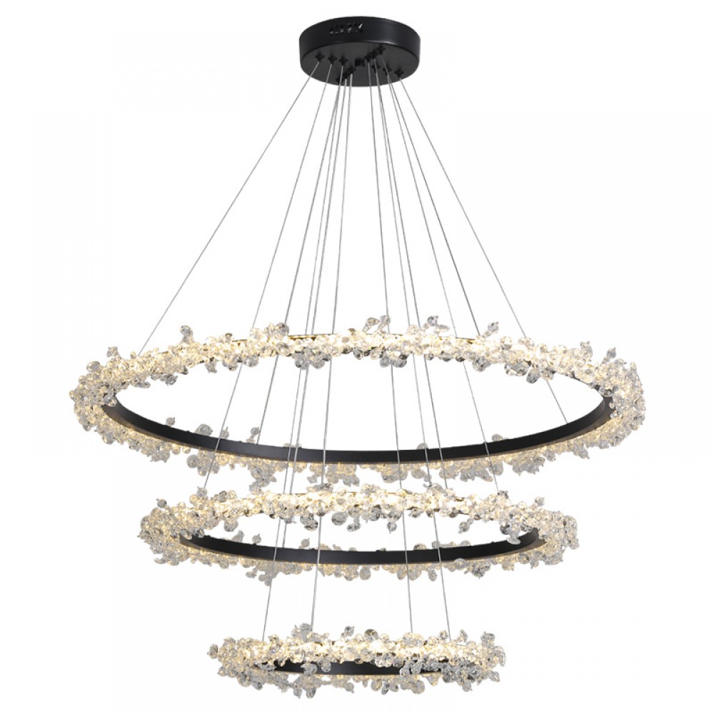 Postmodern Luxury Chandelier Aluminum Shape LED Ceiling Ring Crystal Chandelier Lamp