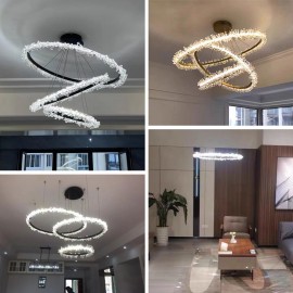 Postmodern Luxury Chandelier Aluminum Shape LED Ceiling Ring Crystal Chandelier Lamp