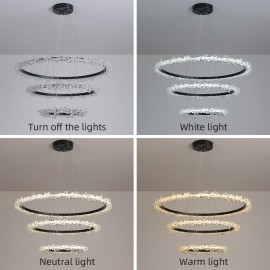 Postmodern Luxury Chandelier Aluminum Shape LED Ceiling Ring Crystal Chandelier Lamp