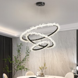 Postmodern Luxury Chandelier Aluminum Shape LED Ceiling Ring Crystal Chandelier Lamp