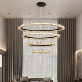 Postmodern Luxury Chandelier Aluminum Shape LED Ceiling Ring Crystal Chandelier Lamp