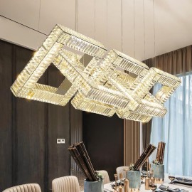 Adjustable Crystal Island Contemporary Square Crystal Chandelier Lamp