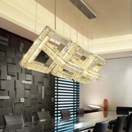 Adjustable Crystal Island Contemporary Square Crystal Chandelier Lamp