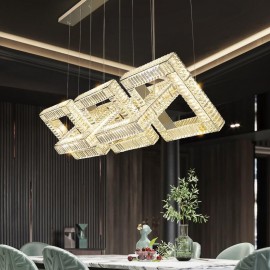 Adjustable Crystal Island Contemporary Square Crystal Chandelier Lamp