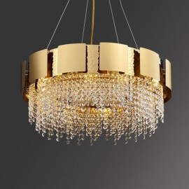 Luxury Large K9 Oval Round Gold Stainless steel Crystal Chandelier Lamp