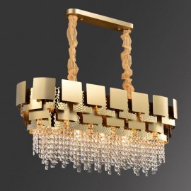 Luxury Large K9 Oval Round Gold Stainless steel Crystal Chandelier Lamp