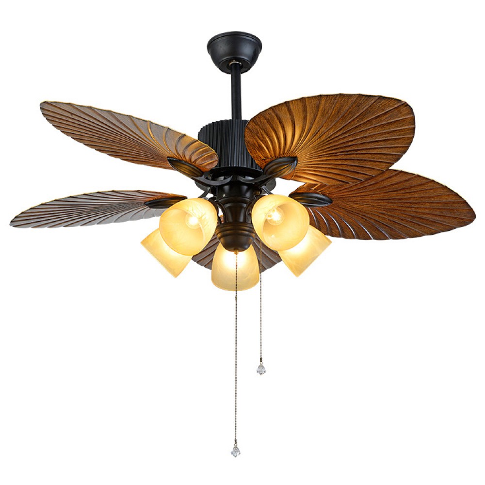 Five Leaves and lamps LED Chandelier Fan Light