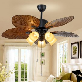 Five Leaves and lamps LED Chandelier Fan Light