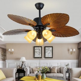 Five Leaves and lamps LED Chandelier Fan Light