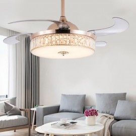 Crystal Chandelier Invisible Ceiling LED Crystal Fan lamp