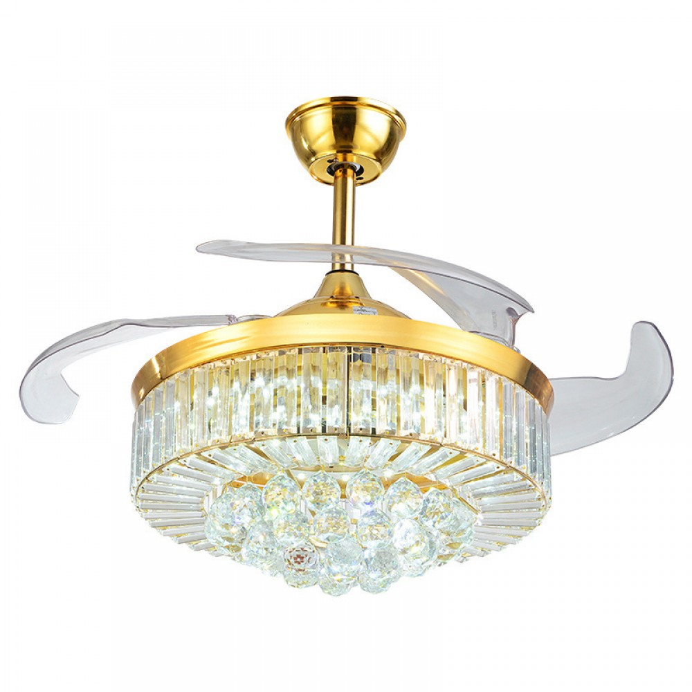 Living room Luxury and fashion Crystal LED Fan Light 