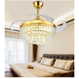 Living room Luxury and fashion Crystal LED Fan Light 