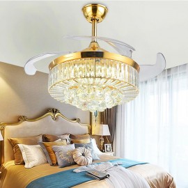 Living room Luxury and fashion Crystal LED Fan Light 