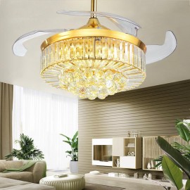 Living room Luxury and fashion Crystal LED Fan Light 