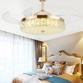 Luxury Bed room living room LED Crystal Fan Lights