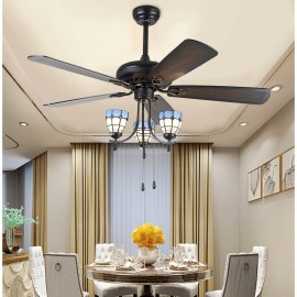 Living room LED Crytal Pendant Fan Lamps