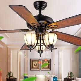 Living room LED Crytal Pendant Fan Lamps