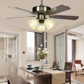 Ceiling installation wooden blade European style fan light