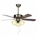 Ceiling installation wooden blade European style fan light