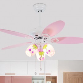 Pink color blades 3 Lights LED Girls Room Fan Light