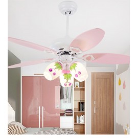 Pink color blades 3 Lights LED Girls Room Fan Light